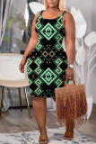 Dark Grey U Neck Sleeveless Knee Length Casual Outings Bodycon Tank Midi Dress