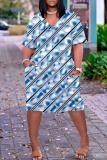 Pink Graphic Print V Neck Short Sleeve Knee Length Casual Daily Plus Size Straight Loose T Shirt Dress