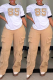 Black Digital Print O Neck Short Sleeve T Shirt and Baggy Cargo Pants Casual Outings Two Piece Matching Set