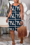 Dark Grey U Neck Sleeveless Knee Length Casual Outings Bodycon Tank Midi Dress