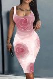 White U Neck Sleeveless Knee Length Casual Outings Plus Size Bodycon Vest Midi Dress
