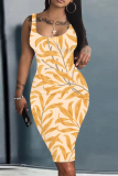 White U Neck Sleeveless Knee Length Casual Outings Plus Size Bodycon Vest Midi Dress