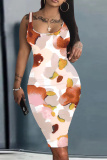 Purple Graphic Print U Neck Sleeveless Knee Length Casual Outings Plus Size Bodycon Vest Midi Dress