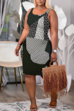 Dark Grey U Neck Off Shoulder Sleeveless Knee Length Casual Daily Bodycon Tank Midi Dresses