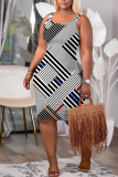 Dark Grey U Neck Off Shoulder Sleeveless Knee Length Casual Daily Bodycon Tank Midi Dresses