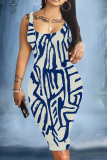 Rose Red U Neck Off Shoulder Sleeveless Knee Length Casual Daily Bodycon Tank Midi Dresses
