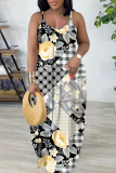 Dark Brown Sleeveless Backless Spaghetti Strap Floor Length Casual Outings Straight Loose Maxi Slip Dresses