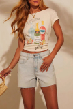 Casual Daily Solid Color Basic High Waist Regular Denim Shorts