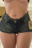 Sexy Casual Street Daily Patchwork Basic Mid Waist Regular Denim Shorts
