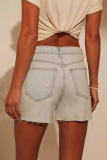 Casual Daily Solid Color Basic High Waist Regular Denim Shorts