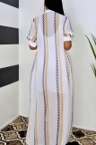 Casual Chain print See-Through Cardigan Turndown Collar Outerwear
