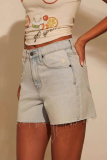 Casual Daily Solid Color Basic High Waist Regular Denim Shorts