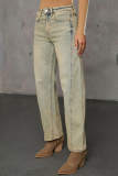 Casual Daily Solid Color Pocket High Waist Regular Denim Jeans