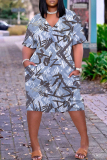 Casual Daily Print Pocket V Neck Short Sleeve Short Sleeve Dress
