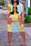 Casual Daily Print Pocket Basic V Neck Short Sleeve Short Sleeve Dress