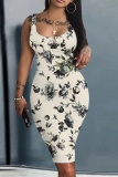 Sexy Casual Daily Print Basic U Neck Vest Dresses