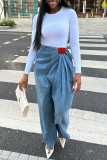Casual Street Daily Solid Color Ruched High Waist Regular Denim Jeans