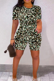 Casual Daily Print Basic O Neck Short Sleeve Two Pieces