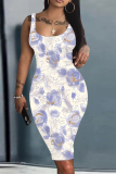 Sexy Casual Daily Print Basic U Neck Vest Dresses