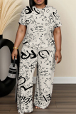 Casual Daily Print Basic O Neck Short Sleeve Two Pieces