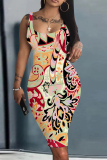 Sexy Casual Daily Print Basic U Neck Vest Dresses