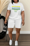 Casual Daily Print Basic O Neck Short Sleeve Two Pieces