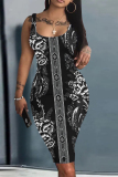 Sexy Casual Daily Print Basic U Neck Vest Dresses