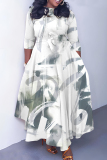 Casual Daily Print Belted O Neck Long Dresses
