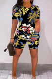 Casual Daily Print Basic O Neck Short Sleeve Two Pieces