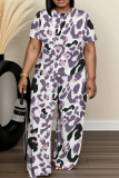 Casual Daily Print Basic O Neck Short Sleeve Two Pieces