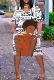 Casual Daily Print Pocket Basic V Neck Short Sleeve Short Sleeve Dress