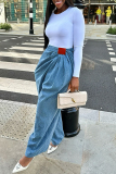 Casual Street Daily Solid Color Ruched High Waist Regular Denim Jeans