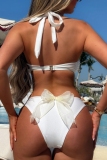 Sexy Hot Solid Color Backless Bow Decor Belted Swimwears (With Paddings)