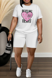 Casual Daily Print Basic O Neck Short Sleeve Two Pieces