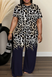 Casual Daily Print Basic O Neck Short Sleeve Two Pieces