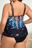 Sexy Print Backless Spaghetti Strap Plus Size Swimwear