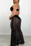 White Lace See-Through Sleeveless Backless Metal Accessories Trim Cut Out Bodycorn Party Club Wear Evening Maxi Slip Dresses