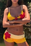 Sexy Hot Patchwork Backless Belted Contrast Halter Sleeveless Two Pieces