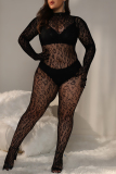 Sexy Hot Solid Color See-Through Backless Lingerie