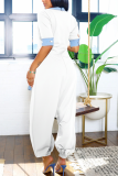 Casual Daily Solid Color Patchwork V Neck Loose Jumpsuits