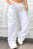 Casual Daily Solid Color Pocket Regular High Waist Conventional Solid Color Trousers