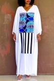 Casual Daily Print Basic V Neck Long Dresses