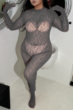 Sexy Hot Solid Color See-Through Backless Lingerie