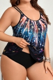 Sexy Print Backless Spaghetti Strap Plus Size Swimwear