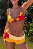 Sexy Hot Patchwork Backless Belted Contrast Halter Sleeveless Two Pieces