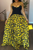 Sexy Casual Vacation Print Patchwork Backless Spaghetti Strap Long Dresses
