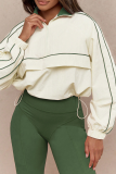 Casual Solid Color Zipper Contrast Zipper Collar Long Sleeve Two Pieces