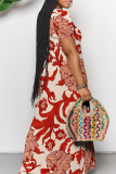 Casual Print Patchwork Off Shoulder Long Dresses