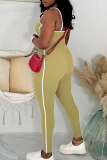 Sexy Casual Daily Patchwork Backless Contrast Spaghetti Strap Skinny Jumpsuits