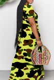 Casual Print Patchwork Off Shoulder Long Dresses